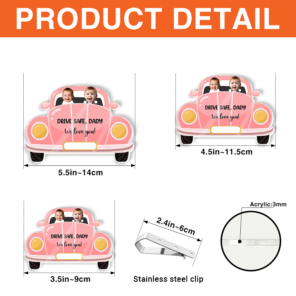 Firefighter Hero Dad - Custom Photo Acrylic Car Visor Clip Gifts For Dad 03HULU270526