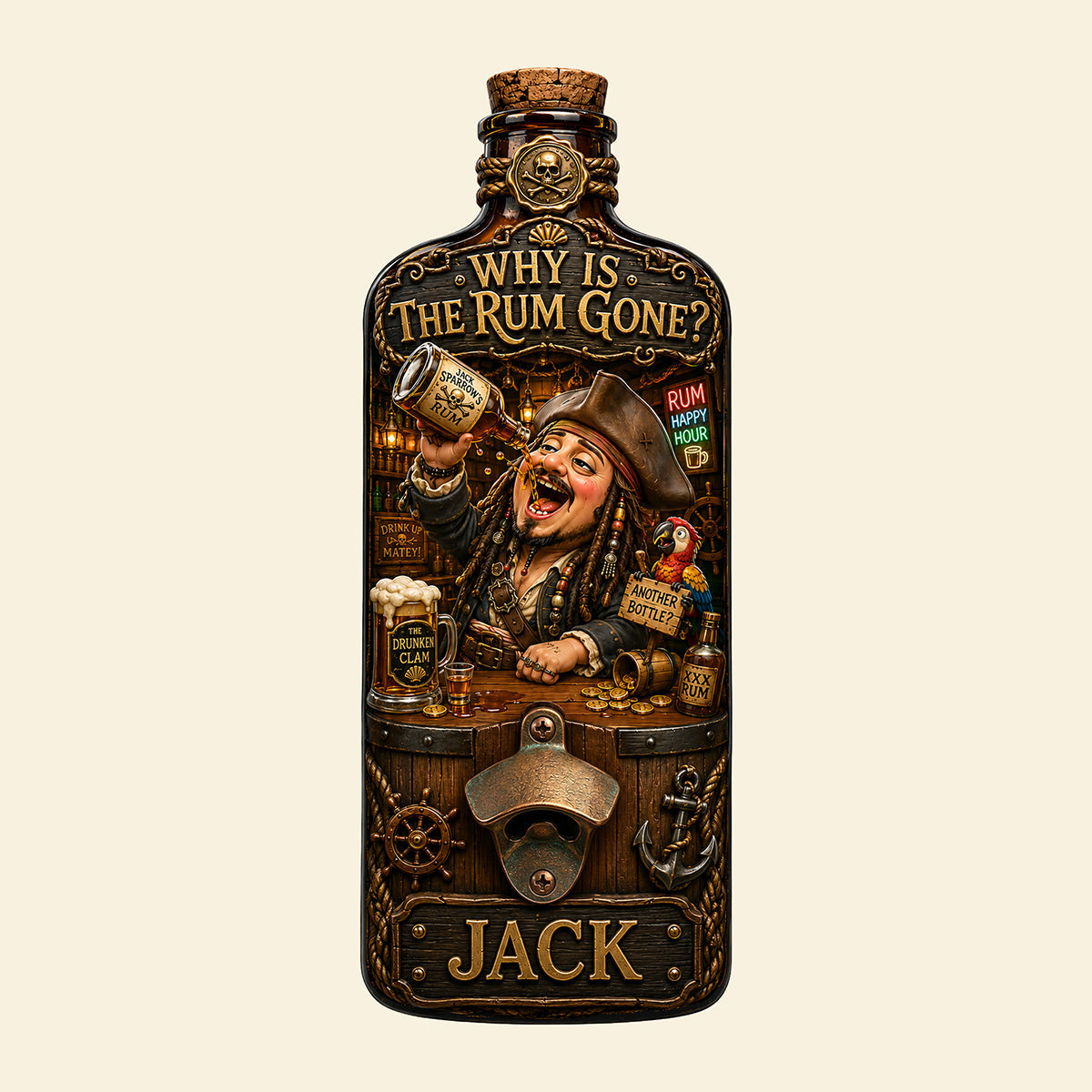 Intoxicated Man Wall Hanging Bottle Opener - Personalized Gifts 03hata140726