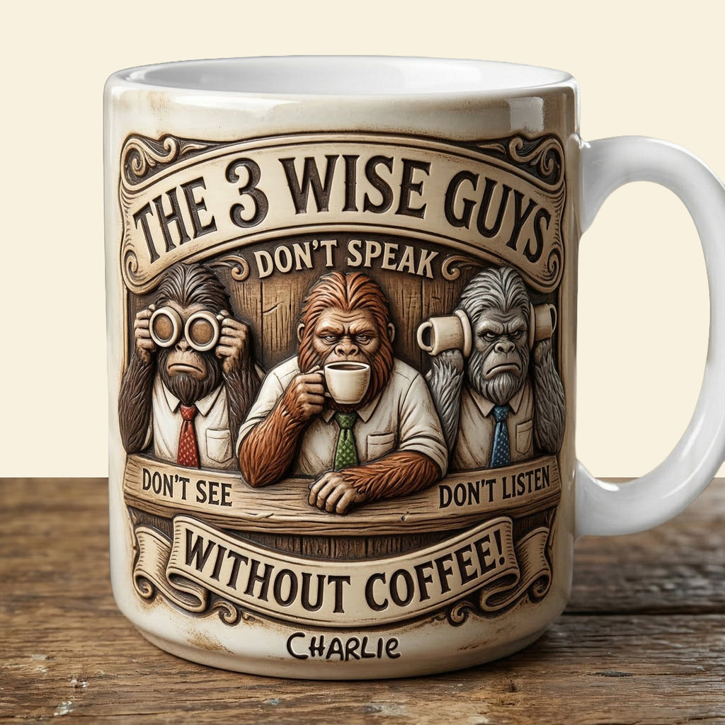 Sasquatch 3 Wise Guys Coffee Mug - Personalized Gifts For Coworker 01palu240326
