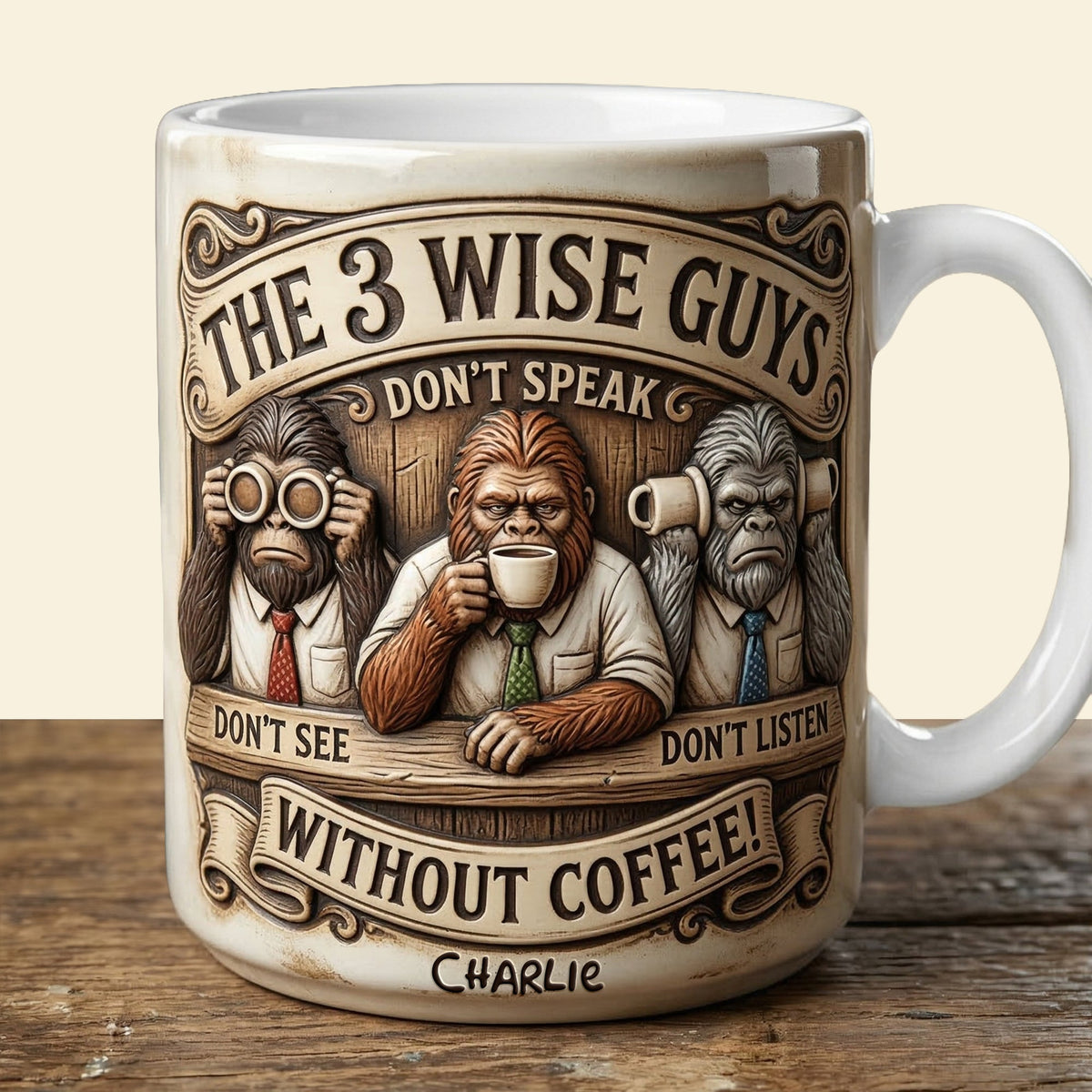 Sasquatch 3 Wise Guys Coffee Mug - Personalized Gifts For Coworker 01palu240326