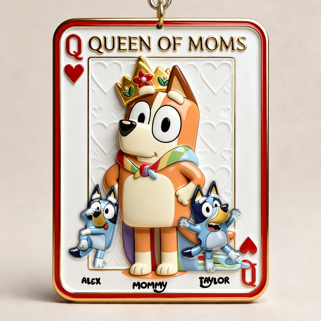 Puppy Card Theme Mom And Kids Keychain - Personalized Gifts For Mother's Day Keychain 03NALU020326