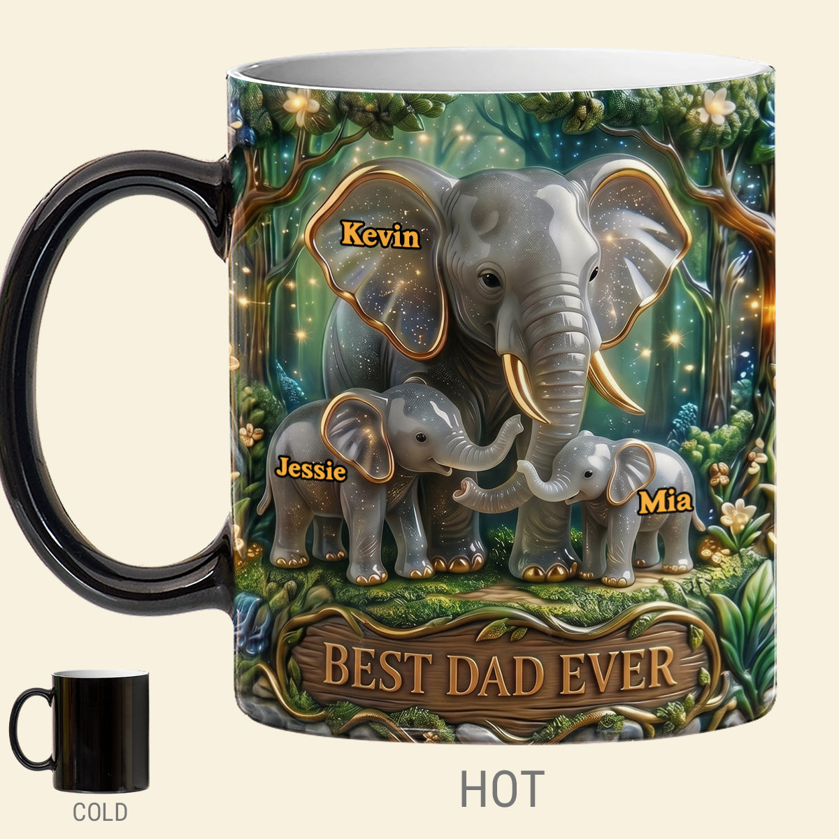 Elephant Dad Magic Coffee Mug - Personalized Gifts For Father's Day Magic Mug 02TYTA230526