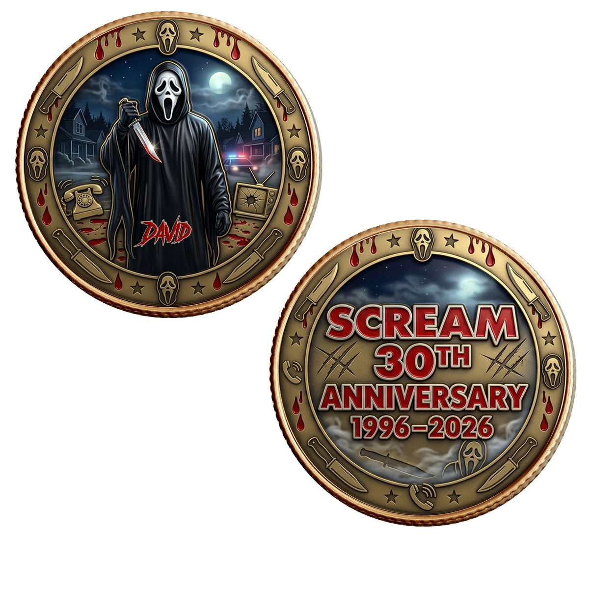30 Years Anniversary Metal Coin - Personalized Gifts For Horror Fans Printed Metal Coin 05OHLU120326